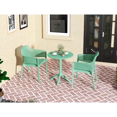 Gulches Green 3 piece plastic arm chair Bistro GRS Premium Ocean Plastic