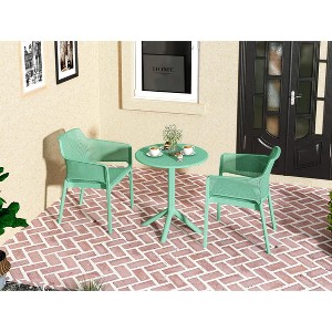 Gulches Green 3 piece plastic arm chair Bistro GRS Premium Ocean Plastic - 1 of 4