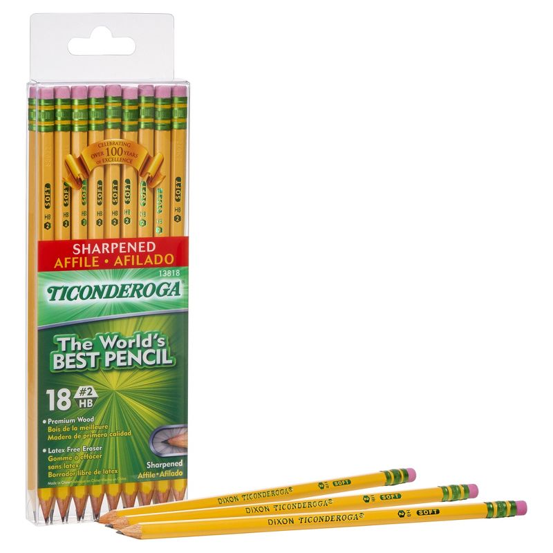 Ticonderoga® Pencils, #2 Soft, Yellow, Presharpened, 18 Per Pack, 2 Packs, 3 of 6