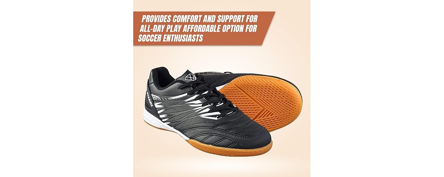Vizari Men's 'Valencia' Indoor Soccer Shoes - Black/White, Size 7, цвет: Чёрный — фото 5