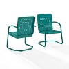 2pk Bates Outdoor Metal Chairs Turquoise - Crosley - 3 of 4