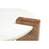 Treasure Trove Accents End Table Emory White/Natural: Round Marble Top, Mango Wood Legs, 21" Height - 3 of 4