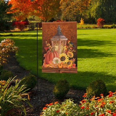 Autumn Lantern and Pumpkin Garden Flag with Sunflowers