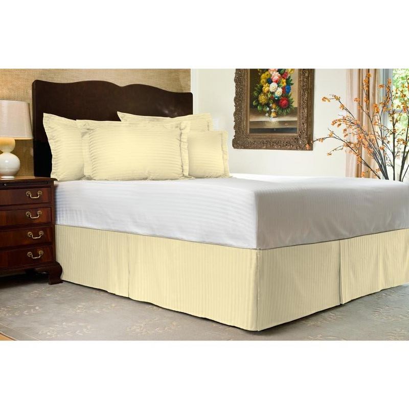 SHOPBEDDING Tailored Pleated Striped Dust Ruffle with Platform and Split Corner, 2 of 3