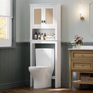 Over The Toilet Storage Cabinet, Over Toilet Bathroom Organizer with Adjustable Shelves, Freestanding Space Saving Toilet Rack For Bathroom - 1 of 4