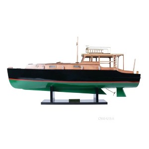 Wooden Hemingway Pilar Fishing Boat Model - 27.5" Handcrafted Replica with Chair & Steering Wheel By Old Modern Handicrafts - 1 of 4