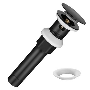 Aquaterior Bathroom Pop Up Drain with Overflow Lavatory Vessel Basin Sink Black - 1 of 4