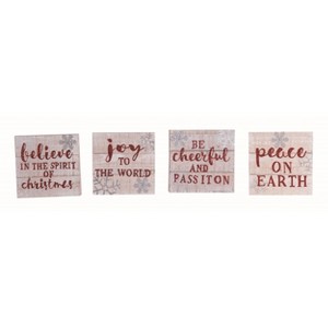 Transpac Wood Christmas Block Set of 4 Christmas Home Decorations - 1 of 1