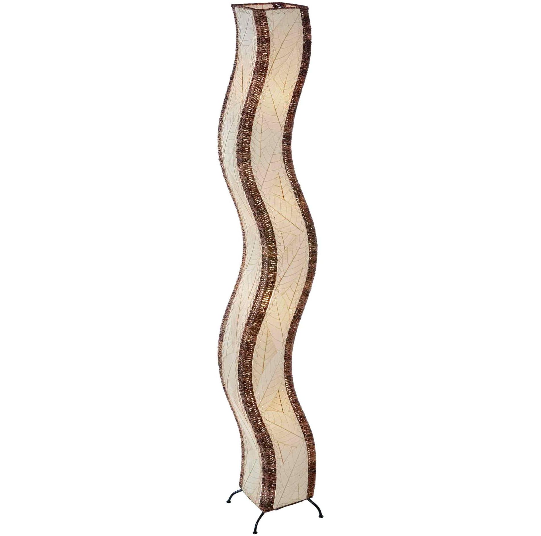 Eangee Wave 72" Natural Cocoa Leaves Giant Tower Floor Lamp