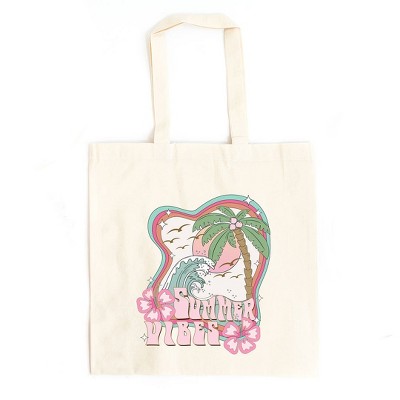 City Creek Prints Summer Vibes Flowers Canvas Tote Bag - 15x16 - Natural