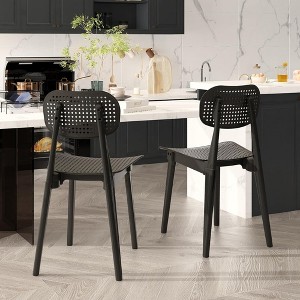 Hooseng Plastic Kitchen Chairs Set, Modern Dining Chairs Set of 2, Stackable Plastic Chair, Dining Room Chairs with Hollow Back - 1 of 4