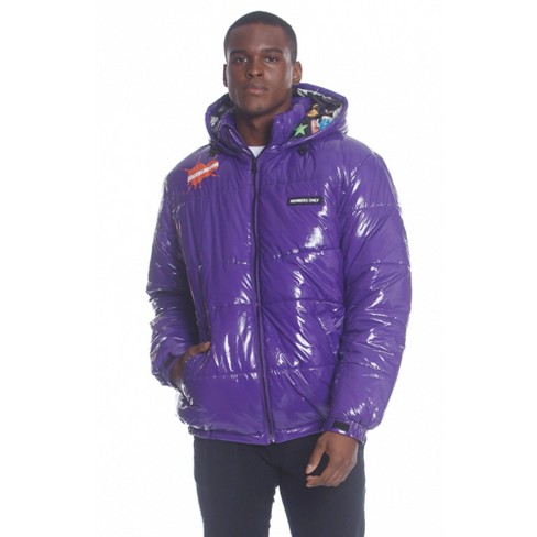 shiny purple puffer jacket