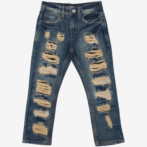 Raw x Little Boy's Heavy Distressed Jeans in Blue Size 5