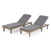 Christopher Knight Home Jessie Outdoor Chaise Lounge with Adjustable Acacia Wood Frame and Water-Resistant Cushions (Set of 2) - 2 of 4