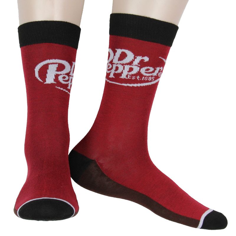 Dr. Pepper Socks Soda Fun Novelty Adult Crew Socks OSFM 1 Pair Pack Red, 2 of 6