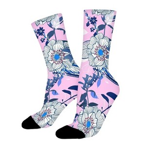 Beautiful Blooming Botanical Women Printed Crew Socks Funny Funky Socks Soft Polyester Novelty Gifts for Artists Men - 1 of 1