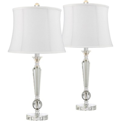 Vienna Full Spectrum Traditional Glam Table Lamps Set of 2 Candlestick Glass Crystal Cream Fabric Shade Living Room Bedroom House