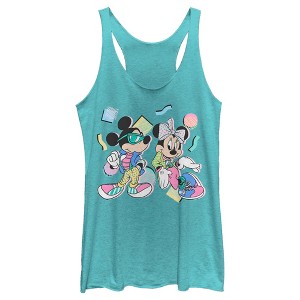 Women's Mickey & Friends Retro Minnie and Mickey Mouse Racerback Tank Top - 1 of 4