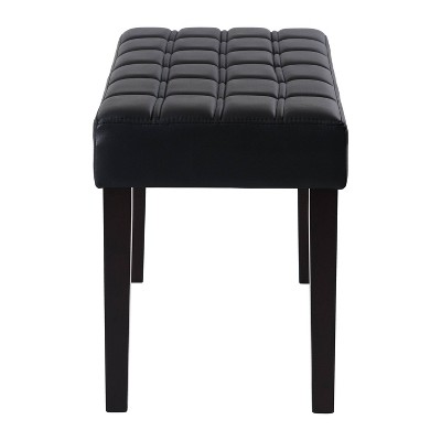 Espresso Leatherette Panel-Tufted Ottoman with Dark Legs