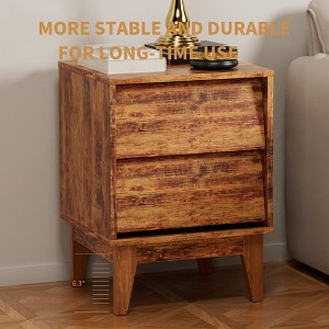 Okak Retro Tall Dresser for Bedroom with 4 Bevel Design Drawers,Storage Chest of Drawers Nightstand for Closet Bedside Living Room Hallway - 1 of 4
