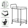 mDesign Metal Rectangle Rolling Food and Beverage Bar Cart with Glass Shelves, Black - 4 of 4