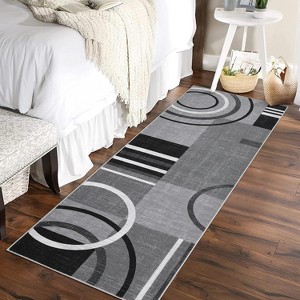 Abstract Kitchen Runner Rug, Washable Non-Slip Soft Low Pile Modern Geometric Indoor Carpet for Hallway Laundry Bathroom Bedroom - 1 of 4