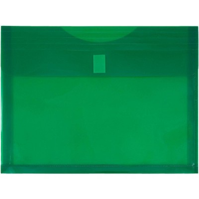 JAM Paper 12pk Plastic Expansion Envelopes with Hook & Loop Closure - Letter Booklet - 9 3/4 x 13 - Green