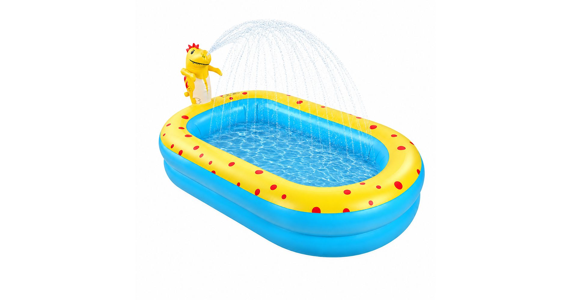 Inflatable Pool Dinosaur Kid Pool Dino Swim Pool Indoor Outdoor Kids Swimming Pool for Ages 2+ 67"x 41"x 32" Blue