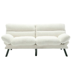 TiramisuBest Furniture,Bedroom furniture,Living room furniture,sofa with thick cushion,Sofa bed,Sleeper sofa with metal feet,White - 1 of 4