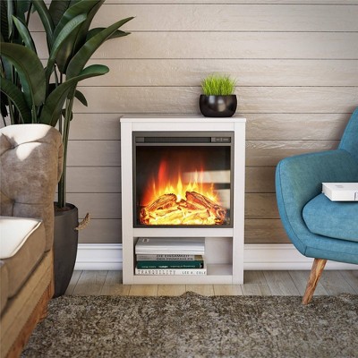 Cadella Electric Fireplace Mantel Ivory Oak - Room & Joy