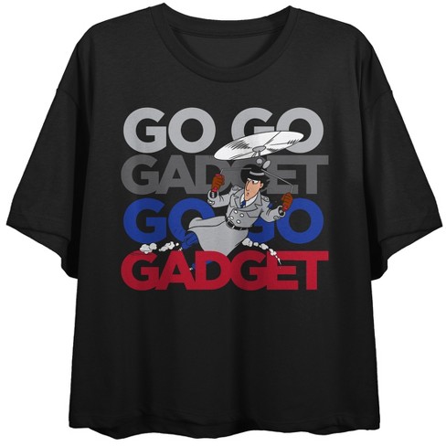 Inspector Gadget Go Go Gadget Text Women s Black Crop T shirt xs