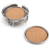 Kamenstein 7 Piece All Metal & Cork Coaster Set, Silver - 2 of 4