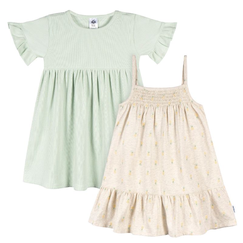 Gerber Toddler Girls' Short Sleeve and Sleeveless Dresses - 2-Pack, 1 of 8