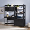 Saracina Home 2pc Transitional Fluted Hutch Desk with Wide Bookcase - 2 of 4
