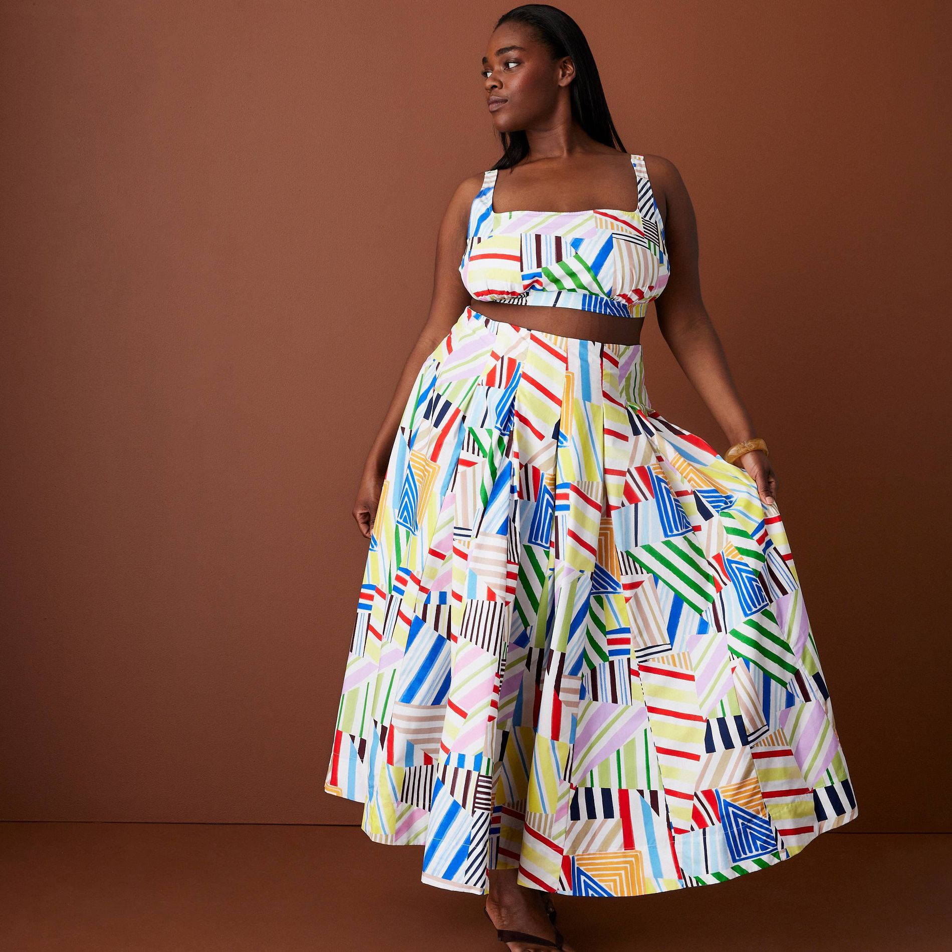 Women's Pleated Poplin Madras Midi Skirt - Rosie Assoulin x Target Multi