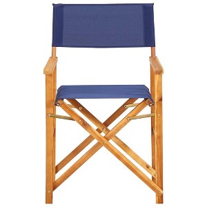 vidaXL Chair Natural wood color, Blue Solid acacia wood, Polyester - 1 of 4