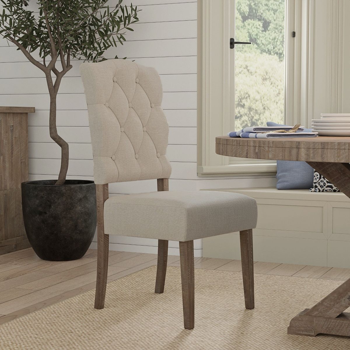 Newberry Parson Dining Chairs (Set of 2) in Weathered Natural | Alpine