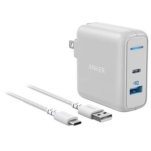Anker 2-port Powerport 27w Usb-c & Usb-a Wall Charger (with Usb-c To Usb-a Nylon Cable) : Target