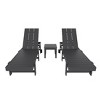 WestinTrends Ashore 2pcs Modern Poly Reclining Chaise Lounge With Wheels plus 1pc side table - 3 of 4