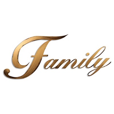 28"x10" Hand Painted 3D Wall Sculpture Family Gold- Letter2Word