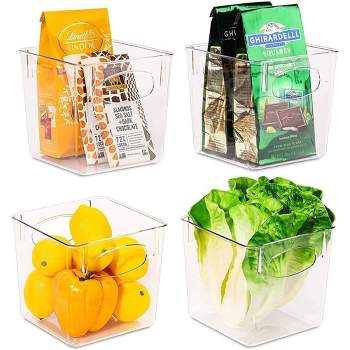 Sorbus 4 Pack Small Clear Acrylic Storage Bins - for Kitchen, Cabinet Organizer, Pantry & Refrigerator