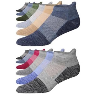 JAMES FIALLO Men's 12-Pairs Multitone Socks with Artful Design Accents on Toe & Heel Performance Low Cut Athletic  Socks - 1 of 1