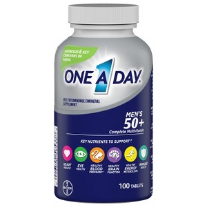 One A Day Men’s 50+ Multivitamins, Supplement with A, C, D, E and Zinc for Immune Health*, Calcium & More, 100 Tablets - 1 of 2