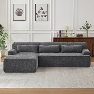Chenille L-Shaped Sectional Sofa, Minimalist Comfy Sleeper Couch for Living Room, Apartment & Reception Spaces, No Assembly Required - 1 of 4
