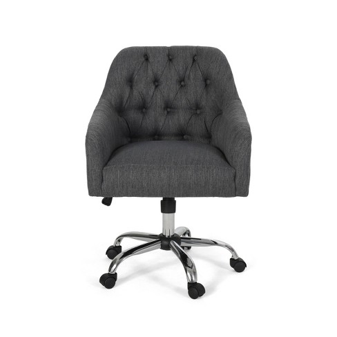 Barbour Tufted Home Office Chair With Swivel Base Charcoal/silver ...