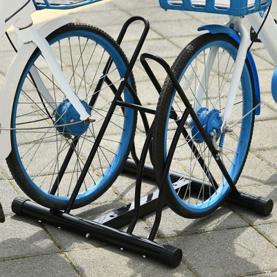 Black Steel 2-Bike Adjustable Floor Stand Rack