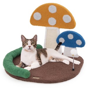 Tangkula Mushroom Cat Bed for Indoor Cats w/ Comfy Napping Bed Sisal Scratching Board - 1 of 4
