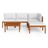 vidaXL Solid Acacia Wood Patio Lounge Set - 6 Pieces Cream Cushions, Rustic Design Weather-Resistant Outdoor Furniture for Garden, Patio, Living Room - 3 of 4