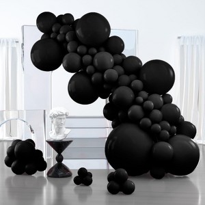 PartyWoo Balloons Black Matte 36 18 12 10 5 Inch 127 pcs - 1 of 4