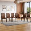 Gulches Brown Black Shell Pattern Tech Fabric Dining Chair Set of 6 Ergonomic 37 inch High Back 16 inch Seat Depth Adjustable Feet Kitchen Room - 2 of 4